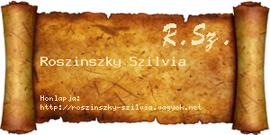 Roszinszky Szilvia névjegykártya
